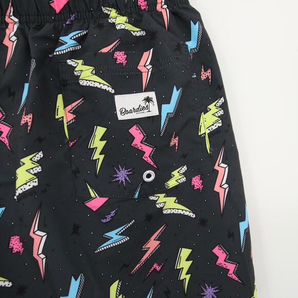 Boardies Apparel Mens Swim Trunks Black Lightning Bolt Neon Print Size M NWT - Picture 8 of 14